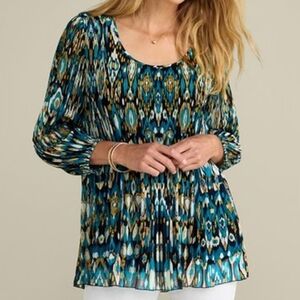 Soft Surroundings Teal 3/4 Sleeve Tunic Top Nwot 2X/3X Chiffon Lined